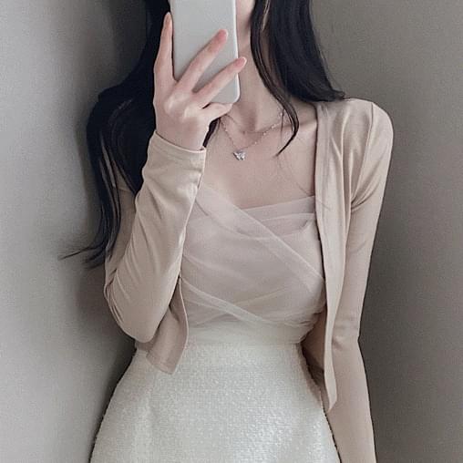 쉬폰 레이스 나시 + 가디건 세트 3color